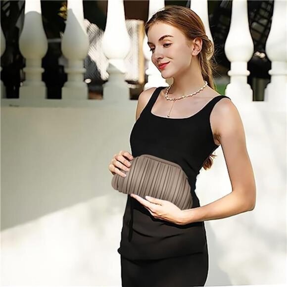 Clutch Purse and Dumpling Bag for Women,Designer Cloud Handbag and Ruched Bag - Picture 3 of 7